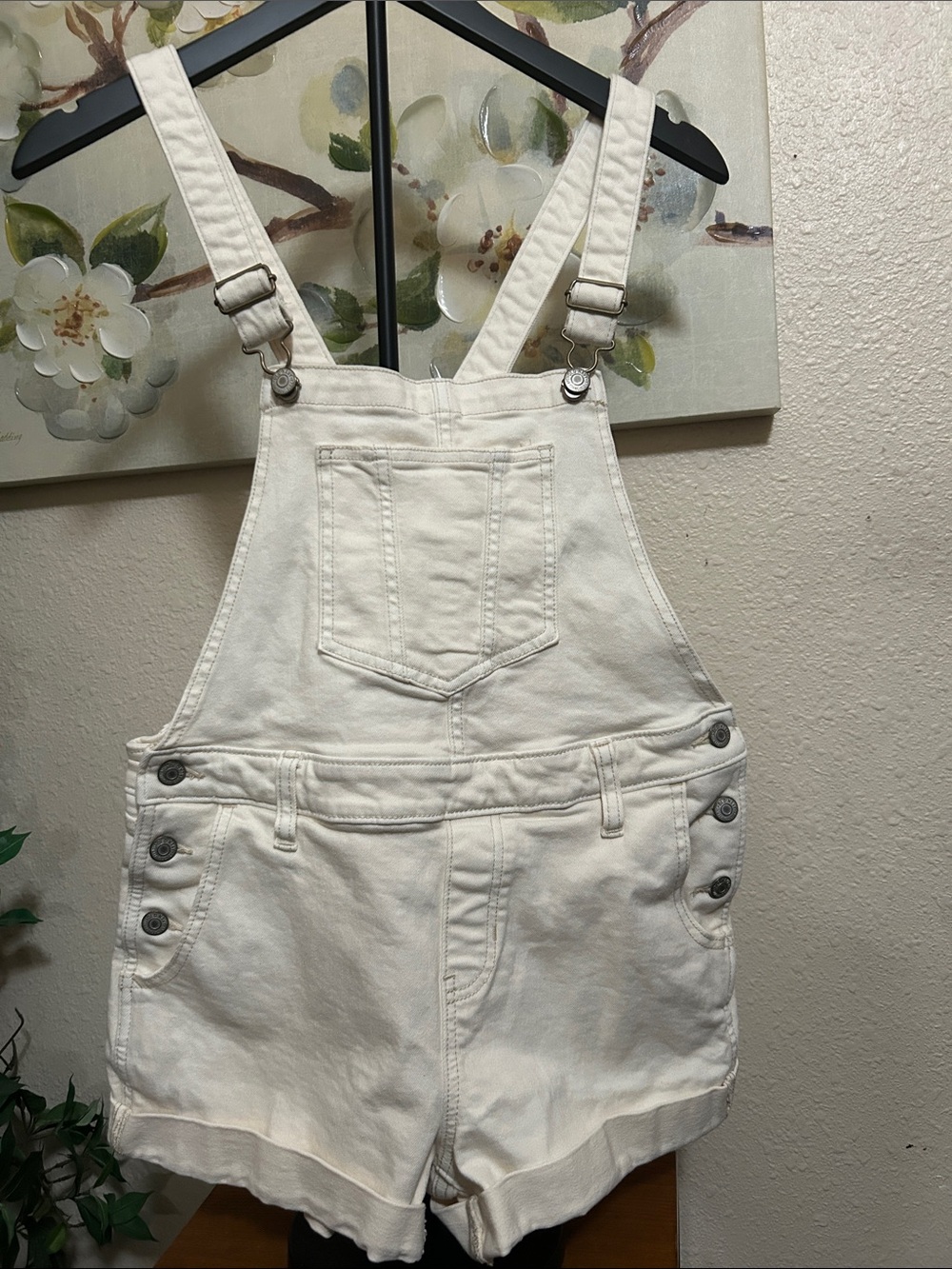 Old Navy White Denim Short Overalls